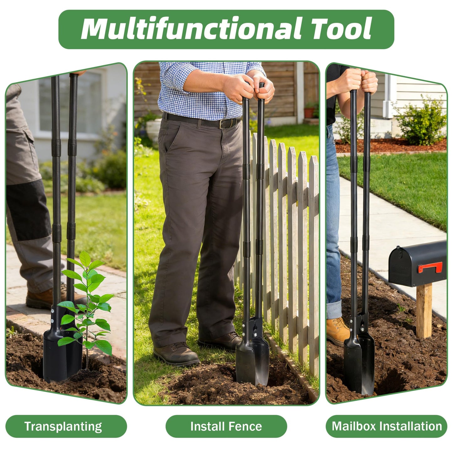 Post Hole Digger,54 Inch Heavy Duty Metal Hole Digger Tool for Digging,Grey Manual Tool for Transplant, Camping,Gardening.