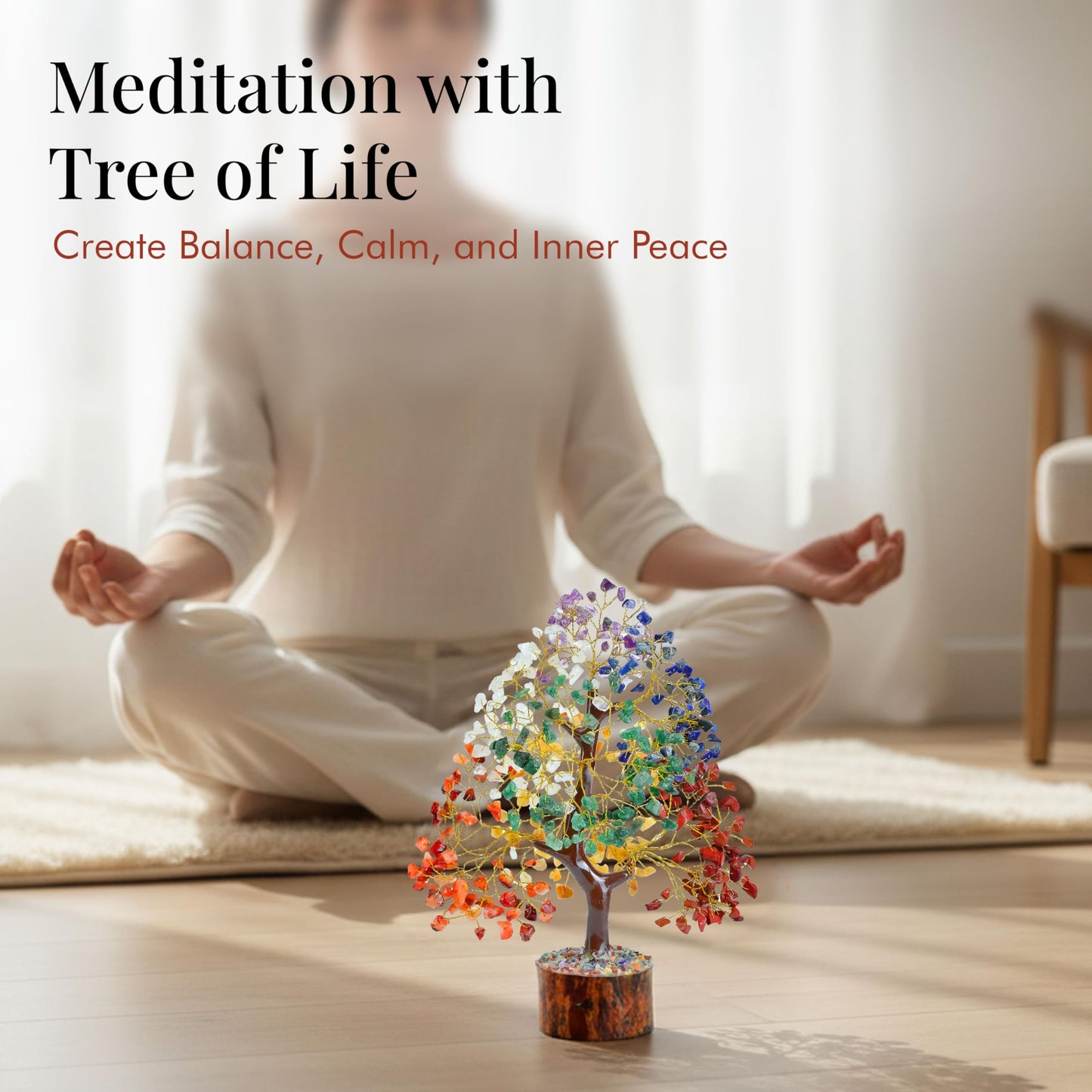 Crocon® The Original 7 Chakra Crystals Tree of Life, Birthday Gifts for Women, Men & Friends, Chakra Tree for Home & Office Decor | House Warming Gifts New Home, Gift for mom, Her, Sister & Self Care
