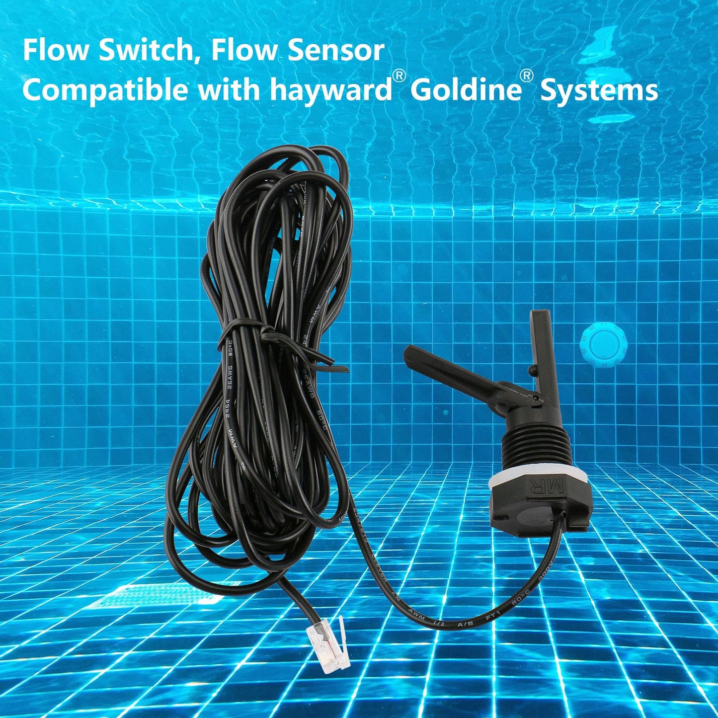 Wengart Flow Switch Assembly with 2-Inch Tee, Compatible with Hayward Goldline Aqua Rite Salt Chlorine Generator Systems, Replaces GLX-FLO-RP, 15ft Cable for In-ground Pools, Fixes No Flow Light