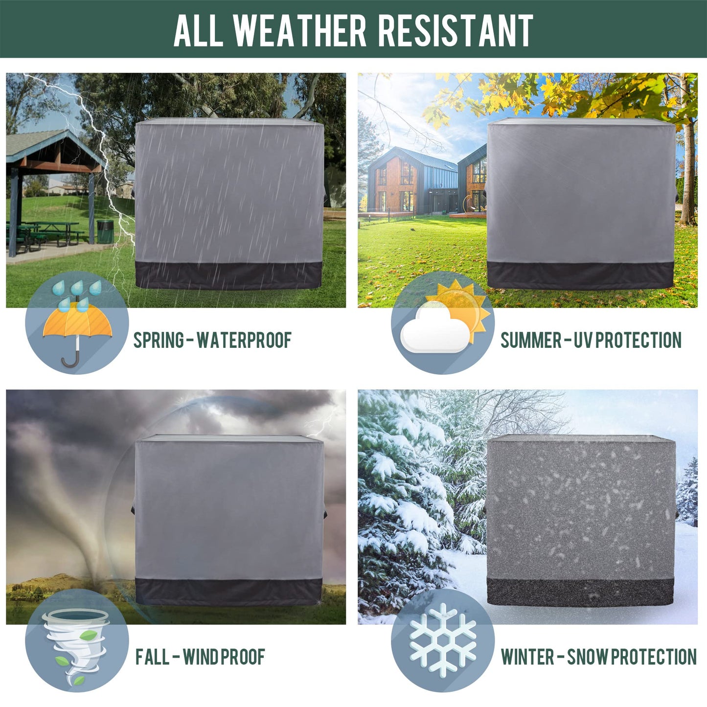 Rachmi Square Gas Fire Pit Cover 28 Inch, Heavy Duty 600D Oxford Water Resistant Anti UV & Fade Outdoor Patio Furniture Cover for Coffee & Side Table, (28"Wx28"Dx25.2"H, Gray/Black)