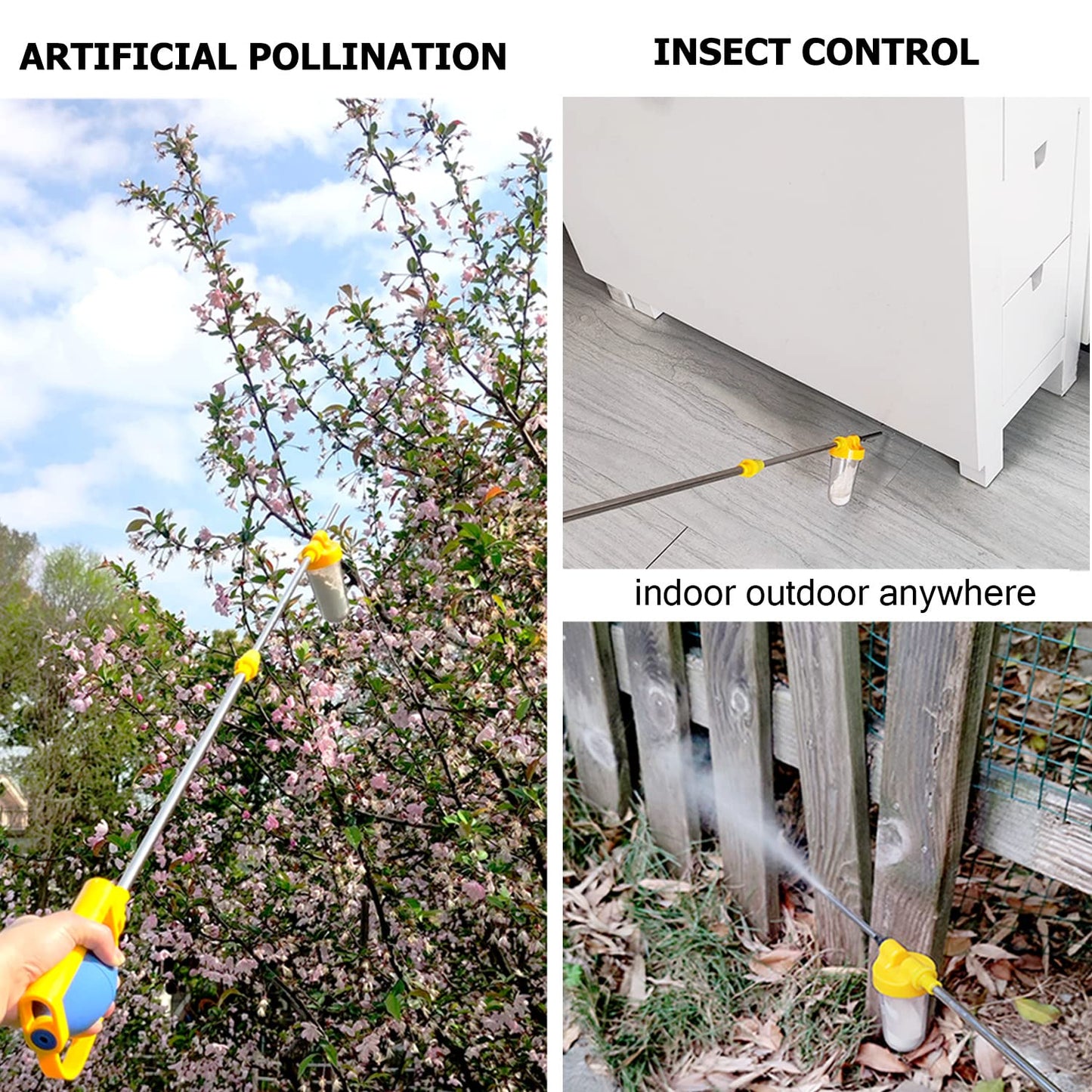 SUNYAY Diatomaceous Earth Powder Sprayer Multi-Purpose Powder Sprayer Indoor and Outdoor with Length Adjustable from 12" to 42"