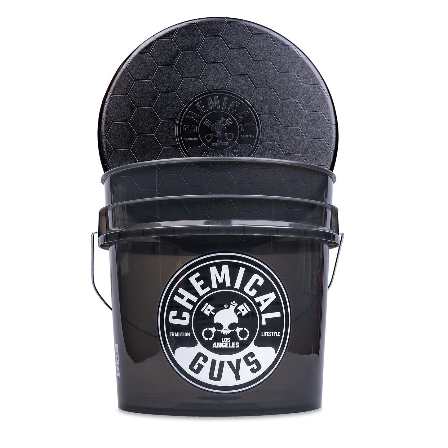 Chemical Guys Heavy Duty Smoked Obsidian Black Detailing Bucket (4.5 Gal) and Bucket Lid (for Car Wash, Boat, Truck, RV, Fishing & More)