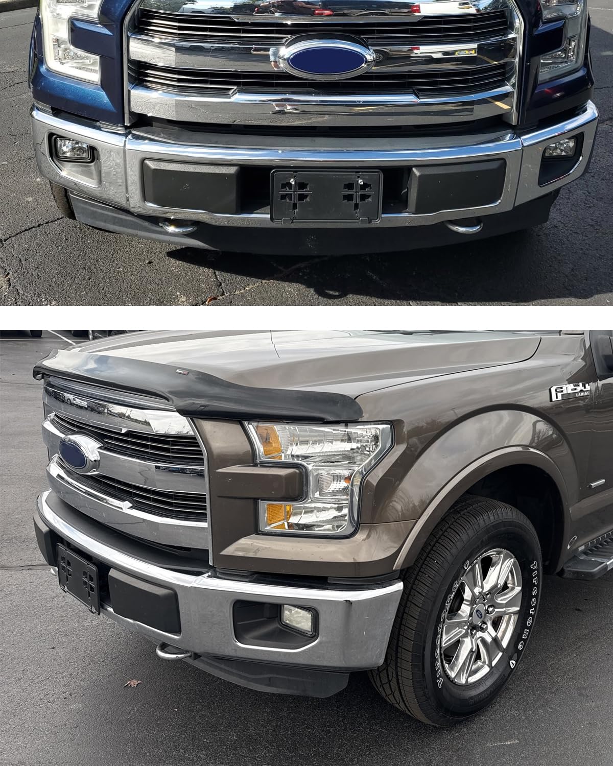 Front License Plate Frame for 2015 2016 2017 Ford F150 2.7L 3.0L 3.5L NO Drill Front Bumper License Plate Holder Mounting Bracket Replace # FL3Z-17A385-B FO1068166 F-150 Accessories