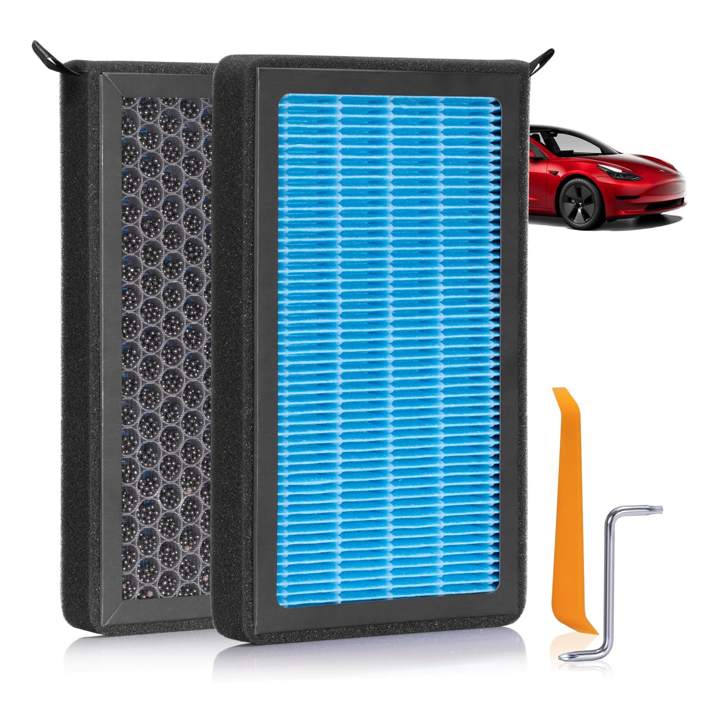 Spurtar HEPA Air Filter for Tesla Model 3 Model Y 2016-2025, 2 Pack Cabin Air Filter Replacement with Activated Carbon for Tesla