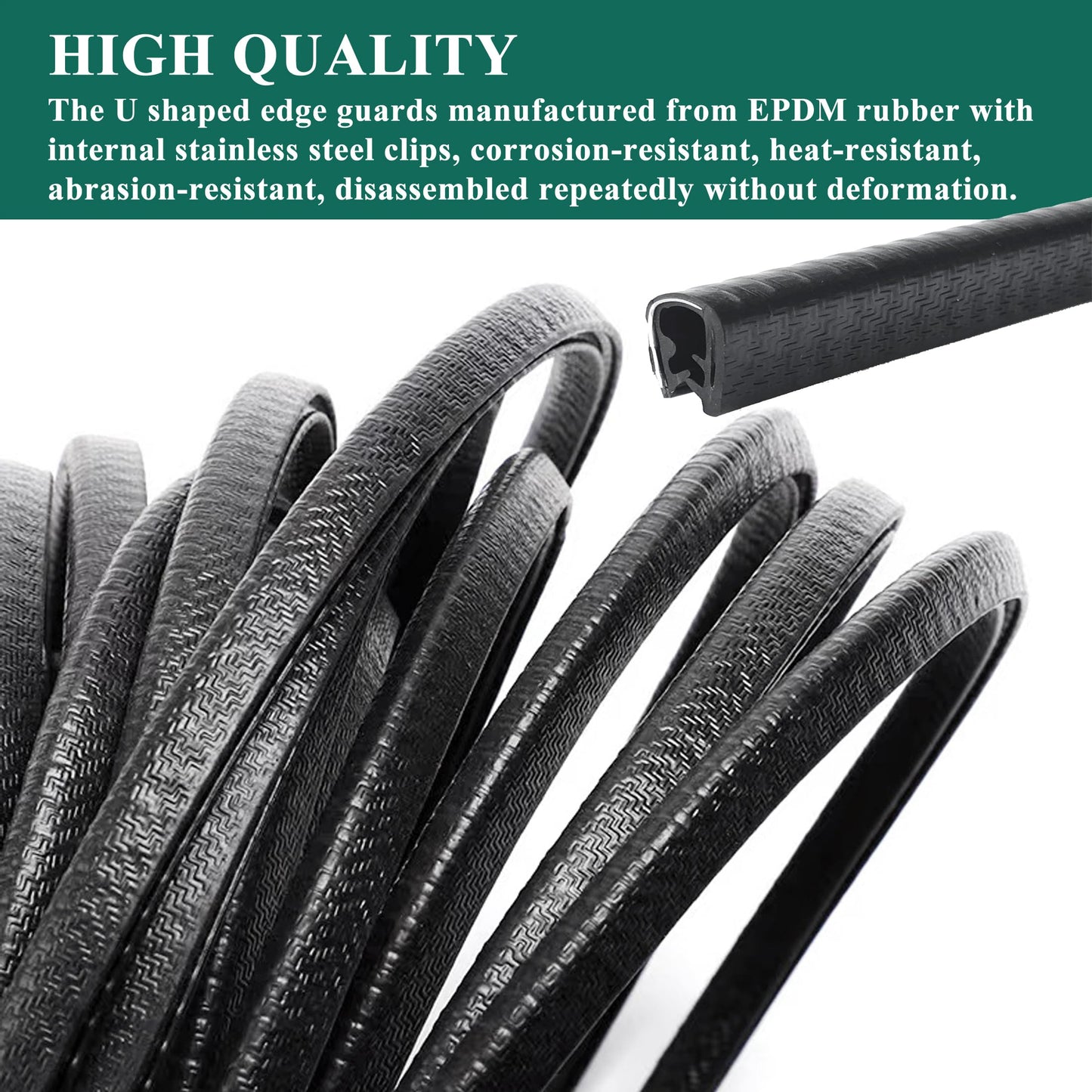 U Shape Rubber Seal Edge Strip Trim Guard for Panels, Car Doors, Steel Plates, Hatches, Table Corners, Fits Edge 1/32 to 1/4 Inch, 10Ft Length