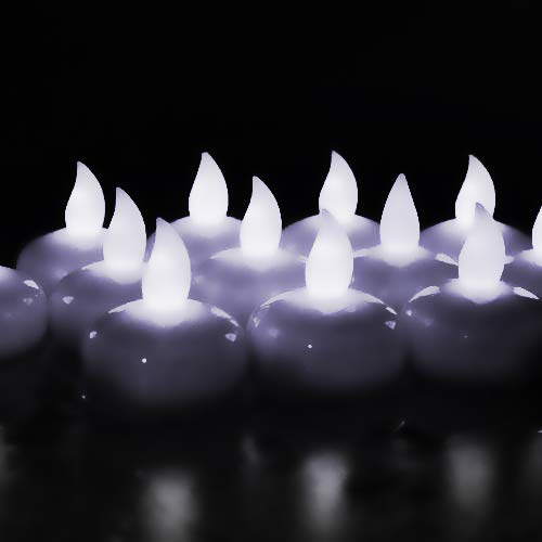 Novelty Place 24Pcs LED Floating Candles, Waterproof Flameless Tea Lights Flickering Cool White Light - Battery Operated Candles Decoration for Wedding, Thanksgiving, Christmas, Birthday Party