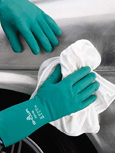 SHOWA 727 Unlined Chemical Resistant Nitrile Safety Work Glove, 13" Length, 15-mil, Large (Pack of 12 Pairs)
