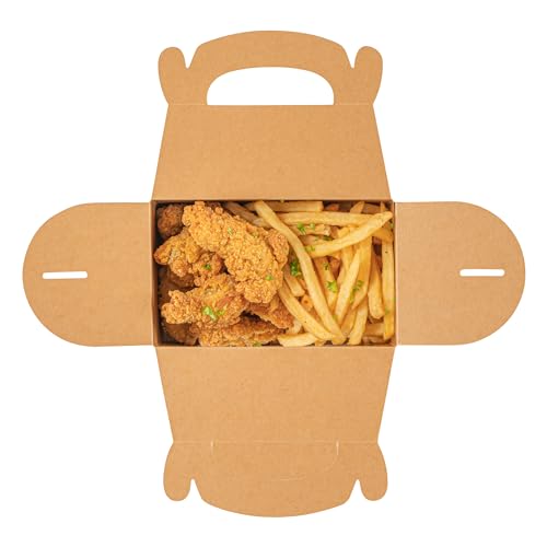 Restaurantware Gable Gift Boxes Pack of 25 Greaseproof Paper Treat Boxes 6 x 3.5 x 3.5 Inches With Window, Disposable Design Kraft Containers for Weddings or Birthdays