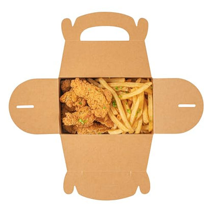 Restaurantware Gable Gift Boxes Pack of 25 Greaseproof Paper Treat Boxes 6 x 3.5 x 3.5 Inches With Window, Disposable Design Kraft Containers for Weddings or Birthdays