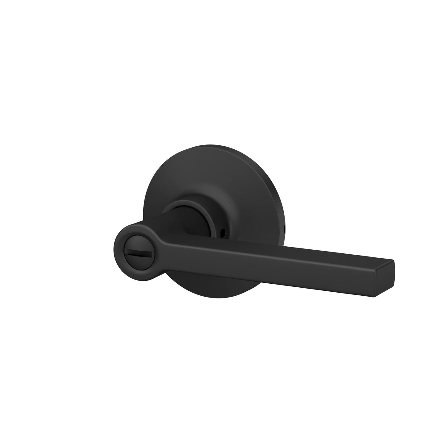 Lock Scout Straight Lever with Round Trim Bedroom and Bathroom Door Handle, Matte Black Finish