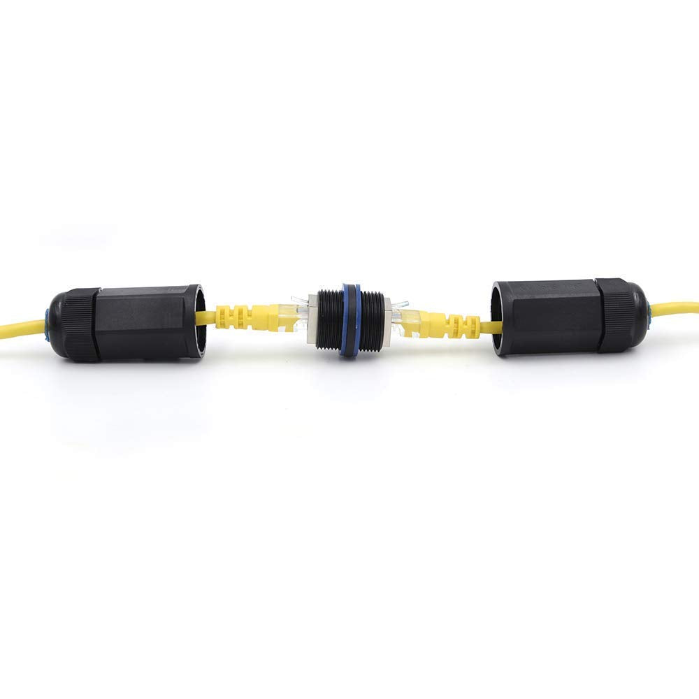VCE IP68 Waterproof RJ45 Coupler Cat6/Cat5E/Cat5,3-Pack Shielded Outdoor Ethernet Cable Connectors Female to Female, Network LAN Cable Extender