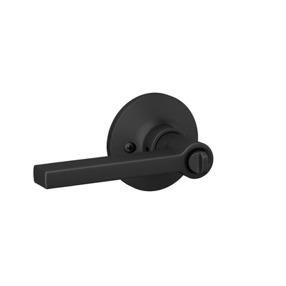 Lock Scout Straight Lever with Round Trim Bedroom and Bathroom Door Handle, Matte Black Finish
