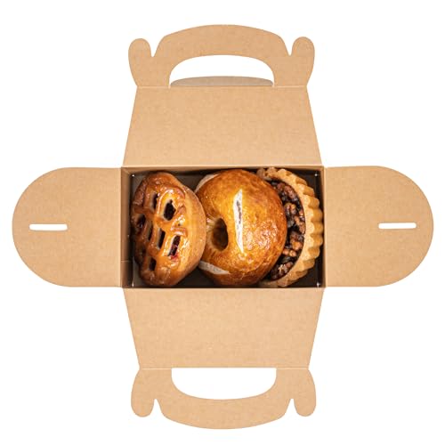 Restaurantware Kraft Gable Boxes 25 Count 6 x 3.5 x 3.5 Inches Paper Gift Boxes Greaseproof With Handles Recyclable Favor Boxes For Birthdays Weddings Baby Showers Brown