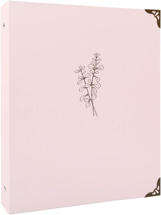Colacoo 3 Ring Binder 1 Inch - Aesthetic Binder with 2 Interior Pockets for Letter Sized Paper, Decorative Hardcover Cute Binder Organizer for School Office Supplies, Floral, Pastel Pink