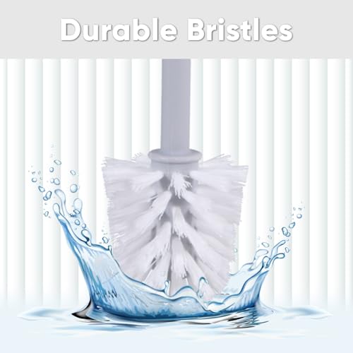 Superio Ribbed Collection - Decorative Plastic Toilet Bowl Brush and Holder Set, Taupe (1 Pack) Cleaner Scrubber for Bathroom