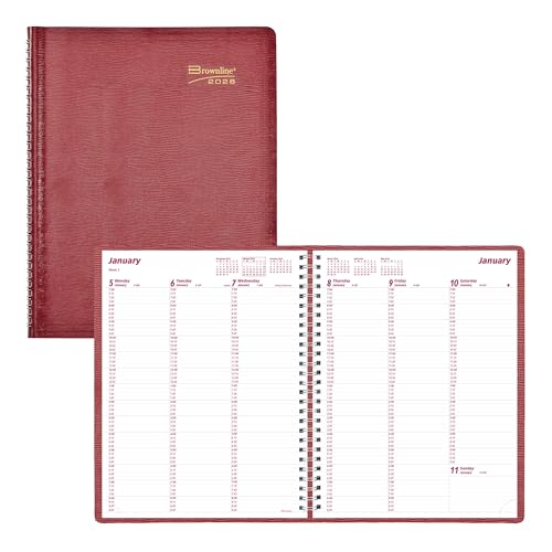 Brownline® 2026 Essential Weekly Planner, Appointment Book, 12 Months, January to December, Twin-Wire Binding, 11" x 8.5", Red (CB950.RED-26)