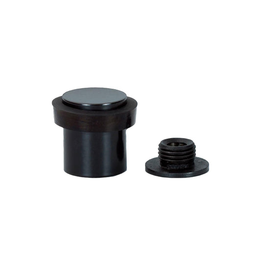 EVI | Floor Doorstop | 25X20cm | Threaded Base | Black Lacquered - Black Rubber | Stainless Steel | Includes Screw + Clamping Anchor | Mod I-181