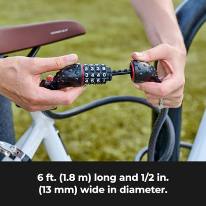 Master Lock 8122D Combination Cable Lock, 6-Feet x 1/2-Inch