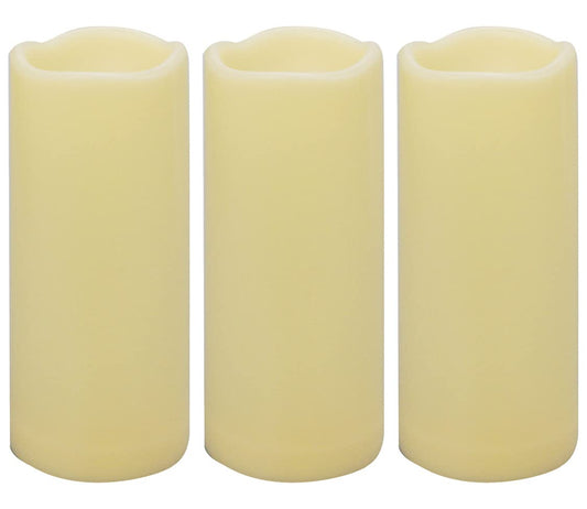 3PCS 7" Waterproof LED Flameless Timer Candles, 1000 Hours Long Battery Life/Flickering Battery Operated Electric Outdoor LED Large Pillar Candle for Outside Lantern Festival Decor etc.