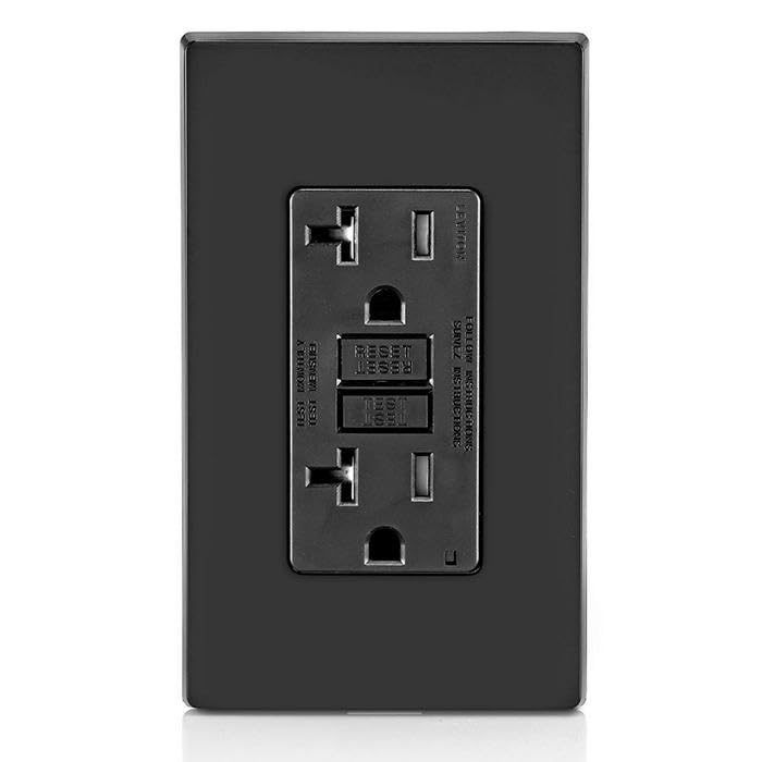 Leviton GFCI Receptacle, 20 Amp Tamper-Resistant, GFTR2-E, Black