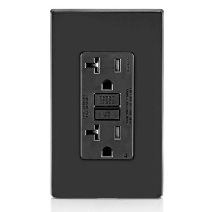 Leviton GFCI Receptacle, 20 Amp Tamper-Resistant, GFTR2-E, Black