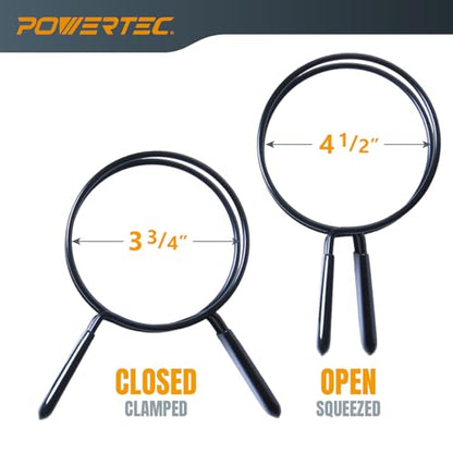 POWERTEC 4 Inch Double Loop Hose Clamps for Dust Collection Hose and Dryer Vent Hose, Quick Release Spring Clamps for Dust Collector and Dust Collection Fittings, 4 Pack (70195-P2)