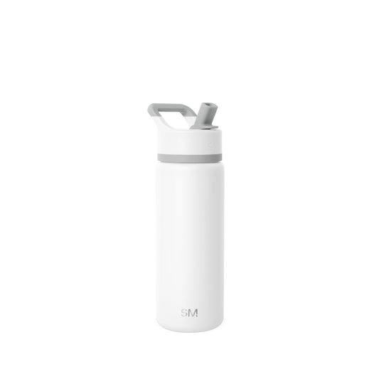 Simple Modern Kids Water Bottle with Straw Lid Vacuum Insulated Stainless Steel Metal Bottles | Reusable Leak Proof BPA-Free Flask for School | Summit Collection | 18oz, Winter White