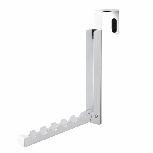 Over The Door Cloths Hanger,Foldable Over Door Drying Laundry Rack Hooks for Hanging Clothes with 6 Groves Over Door Towel Racks for Clothes,Coat Behind Back Bathroom, Bag and Robe 1 PCS (White)