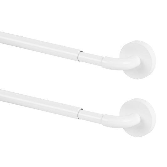 TYRON 2 Pack Magnetic Curtain Rod for Metal Doors Adjustable 18-30 Inch, 3/8 in. Diameter, French Door Magnetic Curtain Rods, Magnetic Cafe Curtain Rod(White)