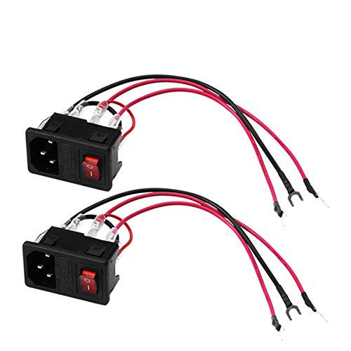DEVMO 2PCS 3D Printer Power Switch 220V/110V 10A Short Circuit Protection Socket Inlet Module Plug with 250V Fuse Switch for Anet A8 Ender 2 and Most Printer