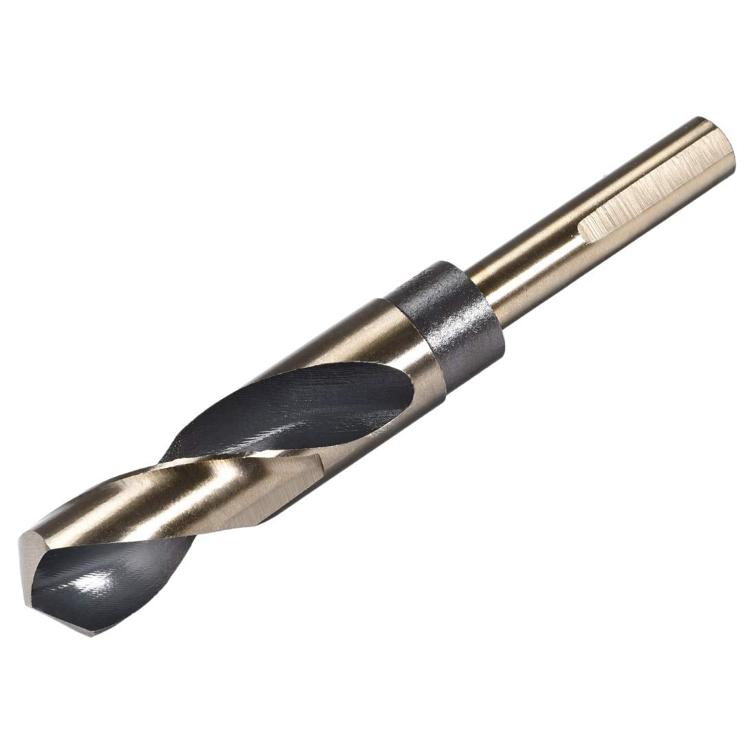 uxcell Reduced Shank Twist Drill Bits 22mm Black Nitride & Gold Titanium Coated High Speed Steel 4341 with 12.7mm (1/2") Shank for Stainless Steel Alloy Metal Plastic Wood