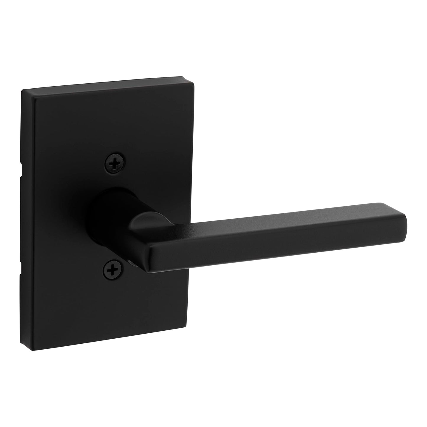 Kwikset Halifax Dummy Door Handle, Single Sided Lever for Closets, French Double Doors, and Pantry, Matte Black Non-Turning Reversible Interior Push/Pull Lever, with Microban Protection