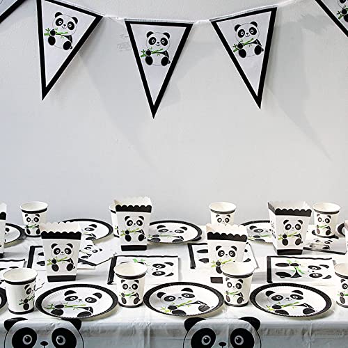 Panda Party Supplies Tableware Set Including Panda Paper Plates Cups Napkins Straws for Panda Birthday Wediing Baby Shower Party