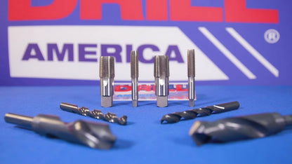 Drill America POU Series 1/2" NPT Tap and Drill Set, 1/2" Carbon Steel NPT Tap and 23/32" HSS Drill Bit w/ 1/2" Shank in Plastic Case