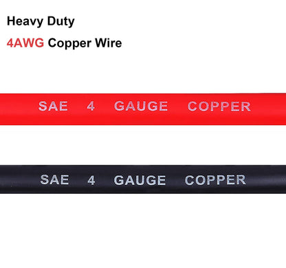 CyanHall Battery Cable 4AGW Gauge Red + Black 24 Inch Battery Inverter Pure Copper Battery Inverter Cables Solar for Solar RV Car Boat Automotive Marine Motorcycle with 3/8" Lugs