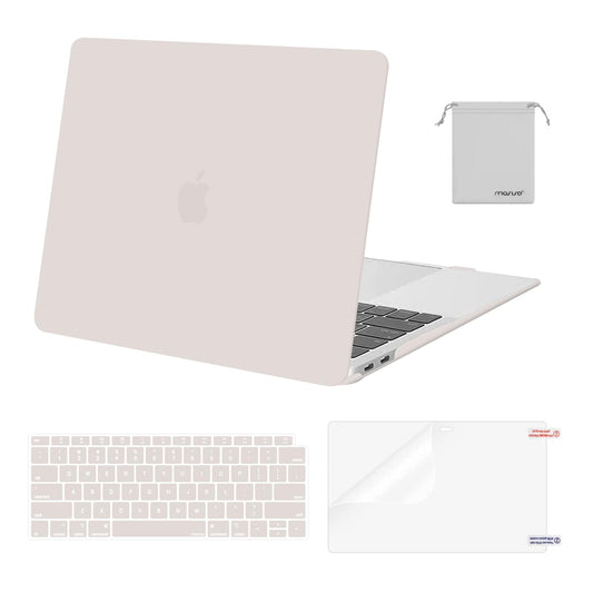 MOSISO Compatible with MacBook Air 13 inch Case M1 Chip 2021-2018 Release A2337 A2179 A1932, Plastic Hard Shell&Keyboard Cover&Screen Film&Storage Bag for MacBook Air 13.3 inch Case, Rock Gray