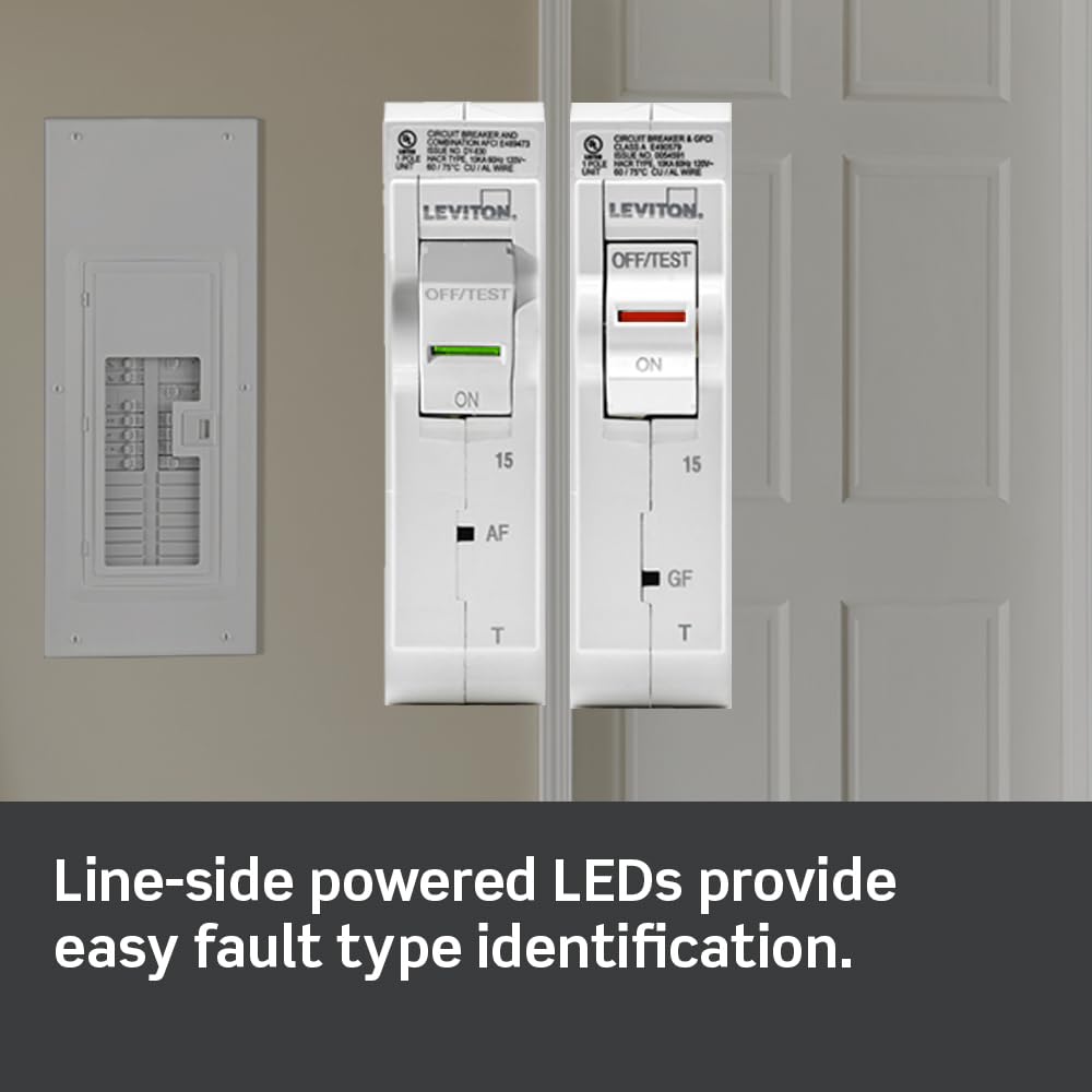 Leviton LB215-T 15A 2-Pole Plug-On Standard Branch Circuit Breaker, Thermal Magnetic, 120/240 VAC, White