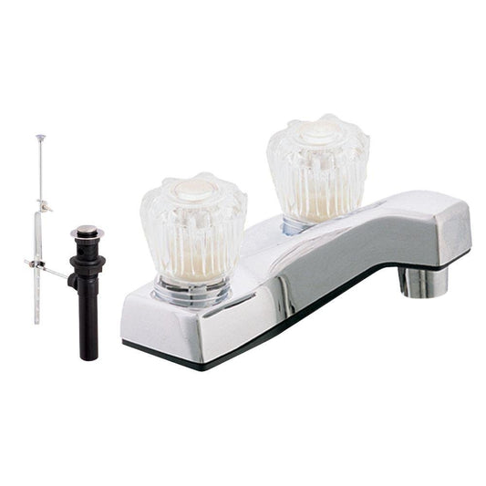 EZ-FLO Non-Metallic Two-Handle Lavatory Faucet, Bathroom Sink Faucet with Washerless Cartridge, Chrome Finish, 10256N