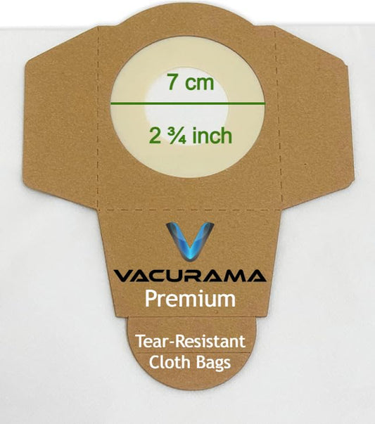 Vacurama Premium Cloth Bags for Kubota 4 to 12 Gallon Wet/Dry Shop Vacuum Systems (15-45.5 L), BigVac 55001. Also fits Toolmaster, Fixman, etc. Tear-Resistant, Non-Woven Cloth Material - 3-Pack