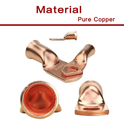 2/0 AWG 3/8" Stud (10 pcs.), Heavy Duty Battery Ring Terminal, 00 Gauge Connectors, 2/0 Copper Wire Lugs, Copper Ring Terminals, Battery Cable Ends, Bare Copper, Tubular Ring Terminal Connectors