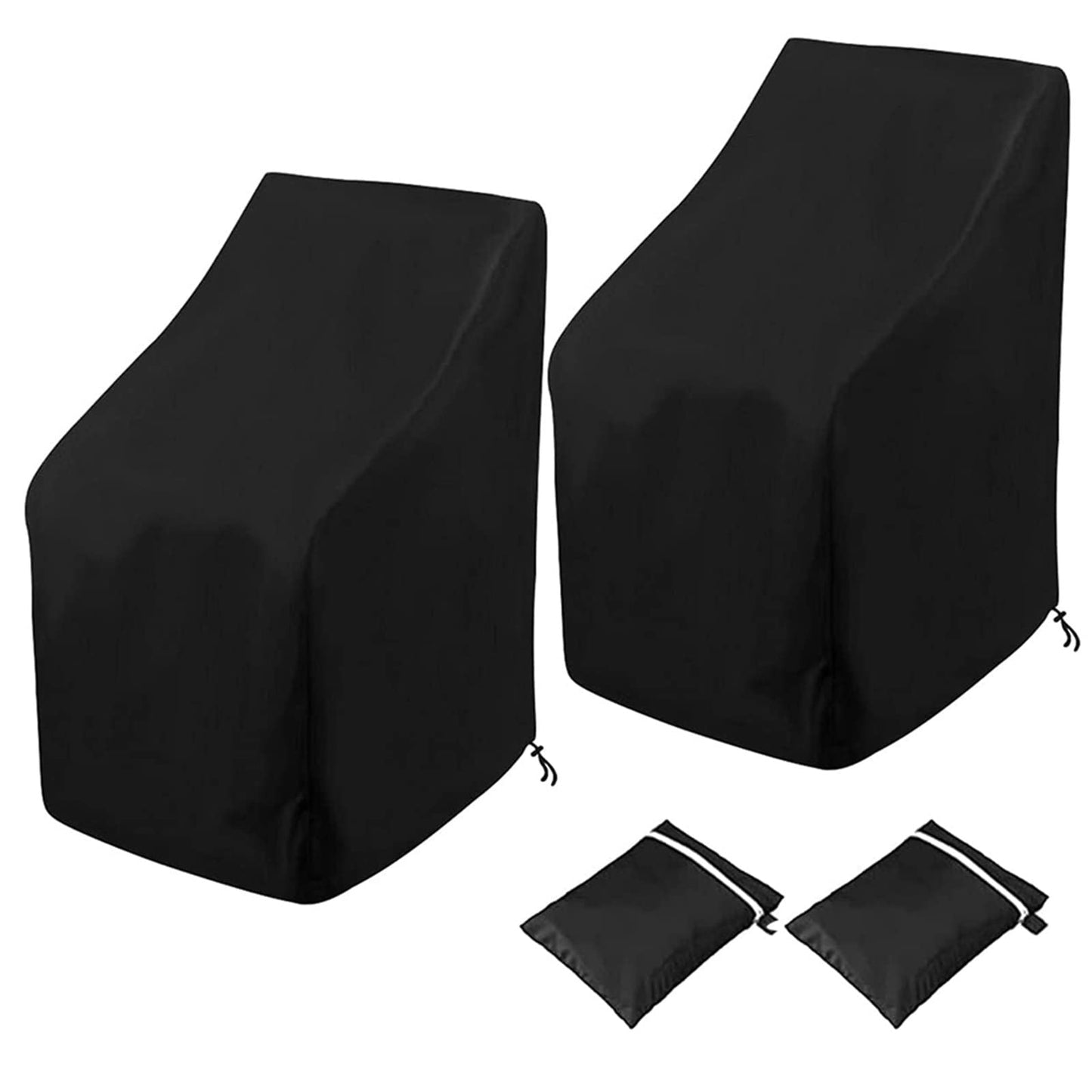 Uranshin 2 Pack Patio Chair Cover, Waterproof, Black, Oxford Cloth, 25.2"L x 25.2"W x 47.24"H