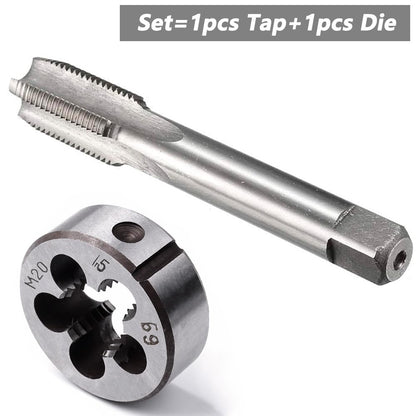 Saipor M20 X 1.5 Metric Tap and Die Set M20 X 1.5mm HSS Straight Fluted Machine Thread Right Hand Screw Tap and Round Threading Die