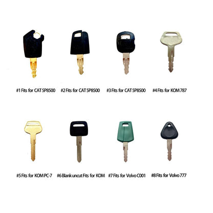 16 key Construction Machine Operator Ignition key set/Heavy Equipment Keys Master Set