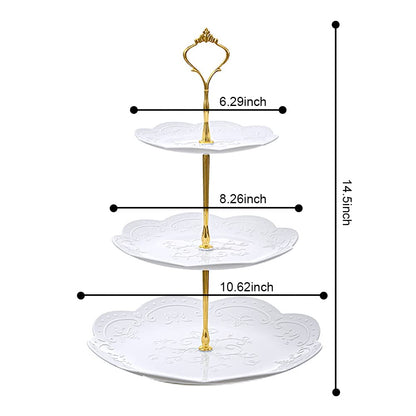 PowerKing 3 Tier Cupcake Stand Cake Stand - Plastic Tiered Serving Tray for Desserts, Candy, and Treats - Perfect for Wedding, Birthday, Tea Party (Round, 2 Pack)
