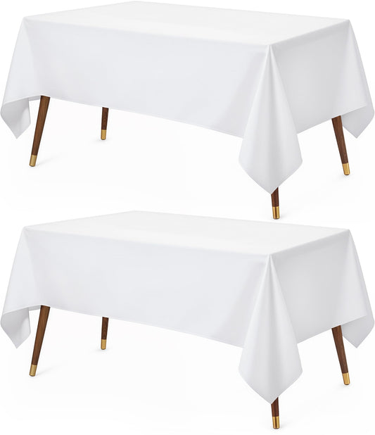 Utopia Kitchen White Rectangle Table Cloth 2 Pack [60x120 Inches] Nappe de Table Rectangulaire Machine Washable Polyester Table Cover for Dining, Picnic, Parties, Events, Weddings and Restaurants
