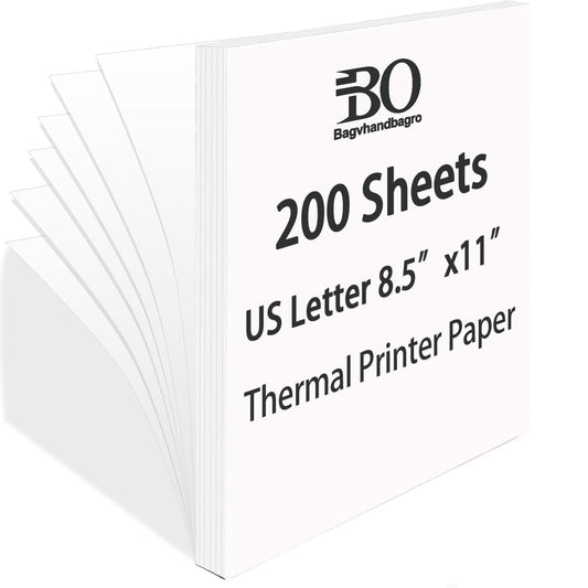 Thermal Printer Paper 8.5 x 11 Inch, 200 Sheets US Letter Size Thermal Paper, Continual Feeding Folded Printing Paper Compatible with m08F/A40 Thermal Portable Printer