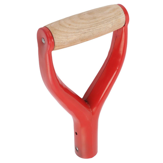 D Grip Shovel Handle, 1.22in ID Reusable Spade Replacement With Wooden Grip, Metal for Garden Digging Raking Tool (Red)