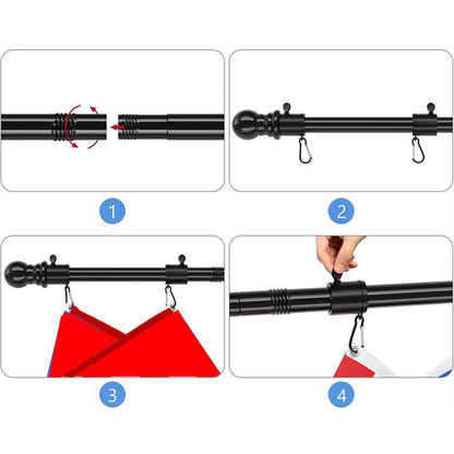 6 Ft Flag Pole Poles Outdoor Flags with Kit Mount Professional Stainless Steel Kit Outside House with Heavy Duty Metal Holder Flagpole Mounting Bracket Adjustable Length for Garden House Patio