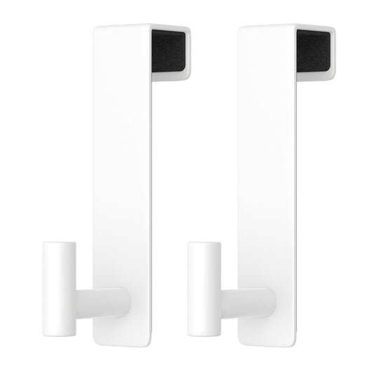 PMMASTO Over The Door Hooks 2-Pack, Rustproof Stainless Steel Door Hanger with Non-Slip Pads for Towels Coats Wreath Bathroom Kitchen Entryway Office (White, Fits 1-3/4" Thick Door-T Shape)
