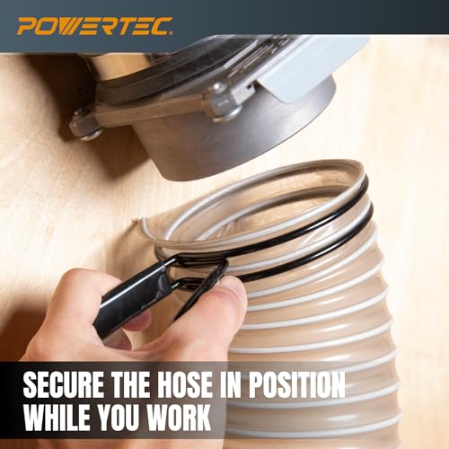 POWERTEC 4 Inch Double Loop Hose Clamps for Dust Collection Hose and Dryer Vent Hose, Quick Release Spring Clamps for Dust Collector and Dust Collection Fittings, 4 Pack (70195-P2)